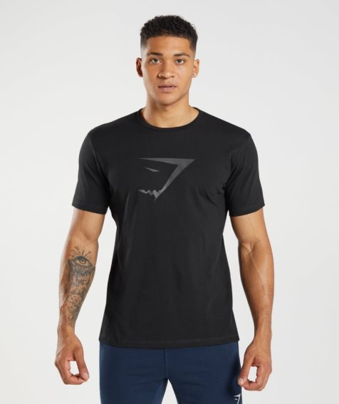 Men's Gymshark Sharkhead Infill T-Shirts Black | CA N17568